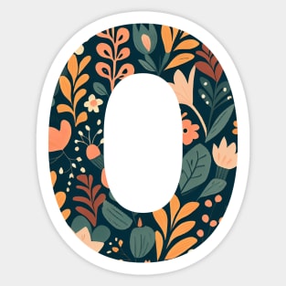 Whimsical Floral Letter O Sticker